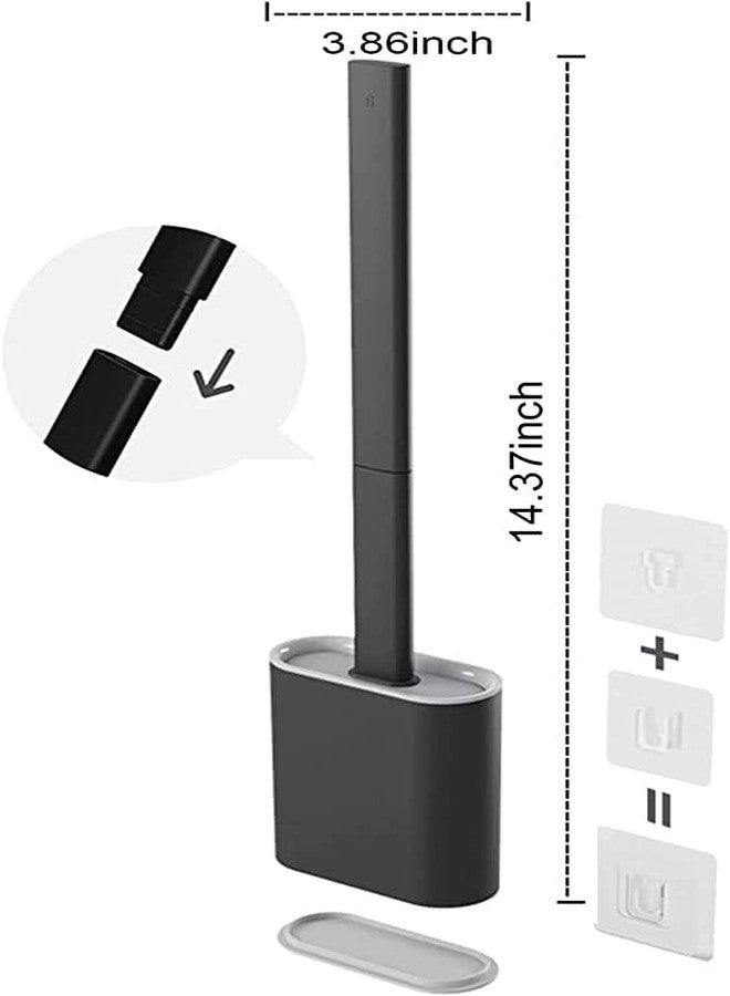 MALL Silicone Toilet Brush and Holder Bendable Efficient Cleaning Wall Mounted Toilet Bowl Brush with Long Handle Brush Head and Silicone Bristles No Rusty Handles Problem - Image 5